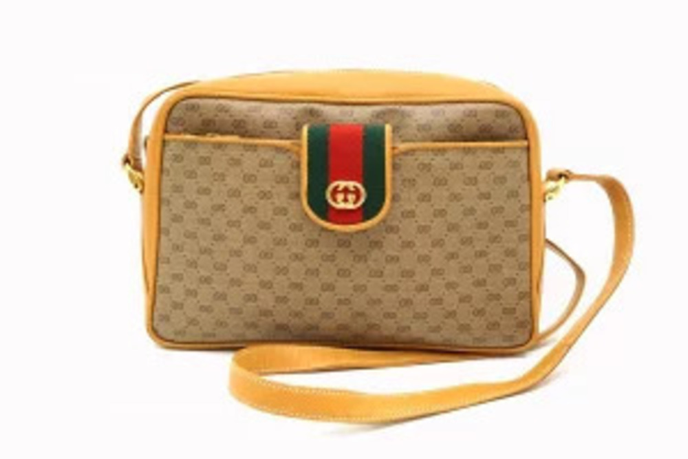 Gucci GG Sherry Canvas Crossbody Bag Camel Brown